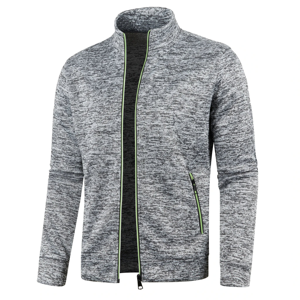 Otoño e Invierno, nuevo suéter largo con cremallera y mangas de bloque de Color para hombre, suéter fino de felpa, chaqueta informal ajustada, abrigo cómodo