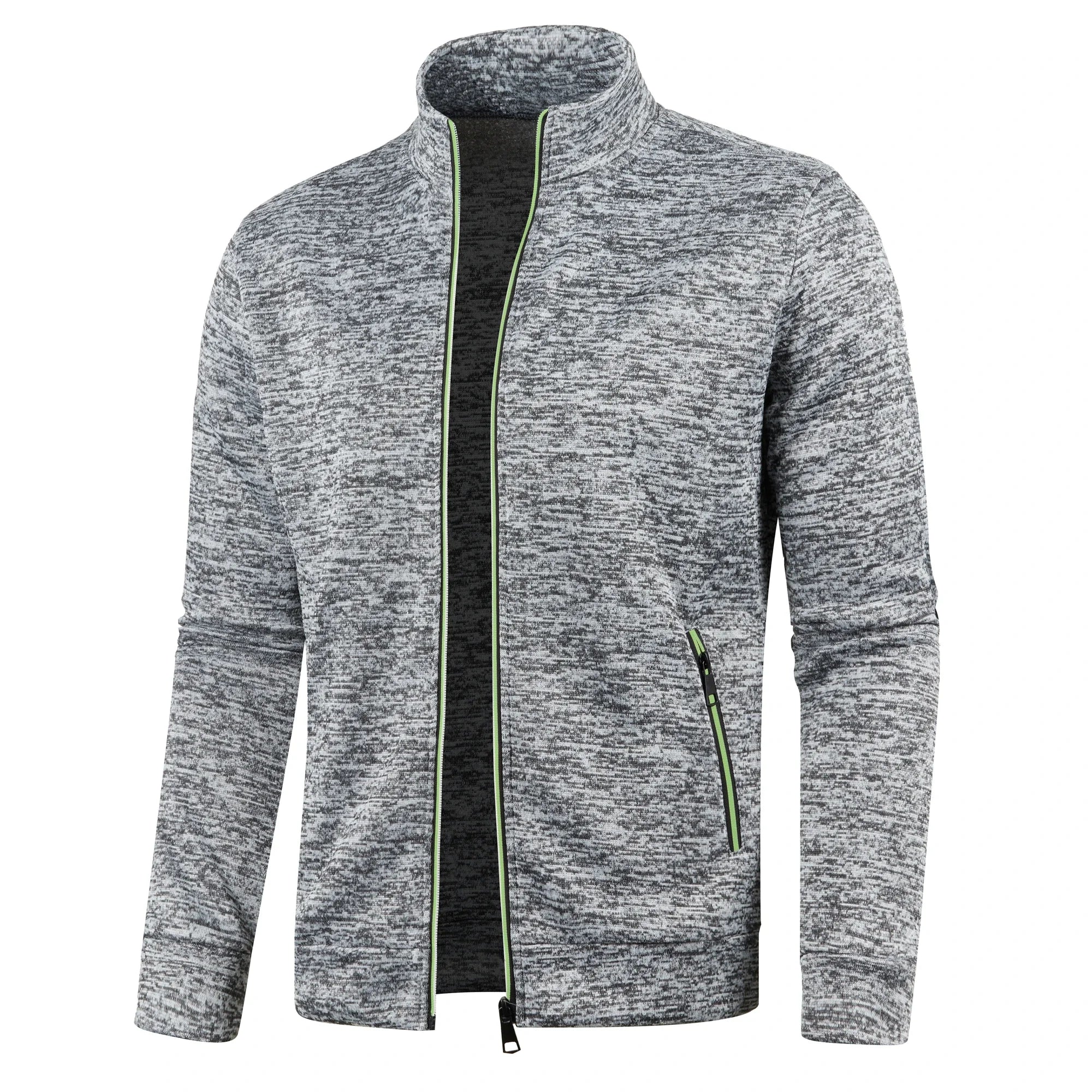 Otoño e Invierno, nuevo suéter largo con cremallera y mangas de bloque de Color para hombre, suéter fino de felpa, chaqueta informal ajustada, abrigo cómodo