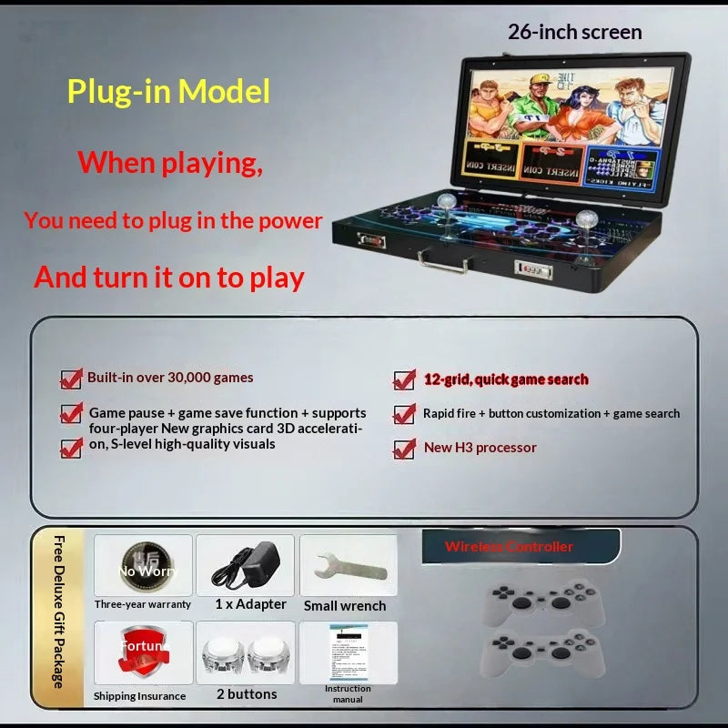 Máquina de Juegos Arcade con Doble Joystick, Portátil, Pantalla HD Integrada, Modelo 2026, para Uso Doméstico, Conexión a TV, Juego de Lucha Clásico Retro