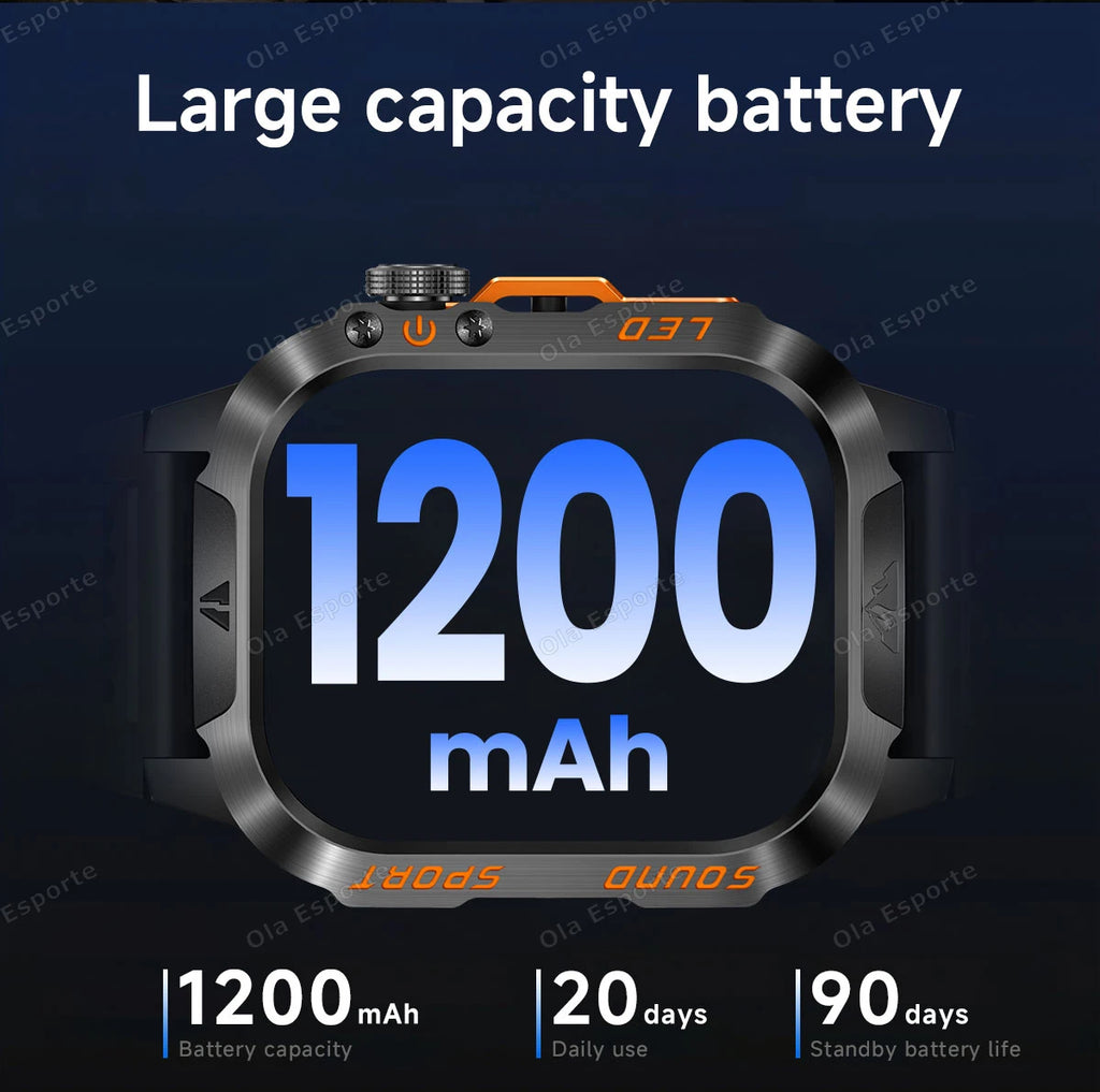 Reloj Inteligente 2026 para Hombre, Reloj Deportivo de 2.01 Pulgadas con Asistente de Voz, Llamadas Bluetooth, Linterna LED, Resistente al Agua IP68