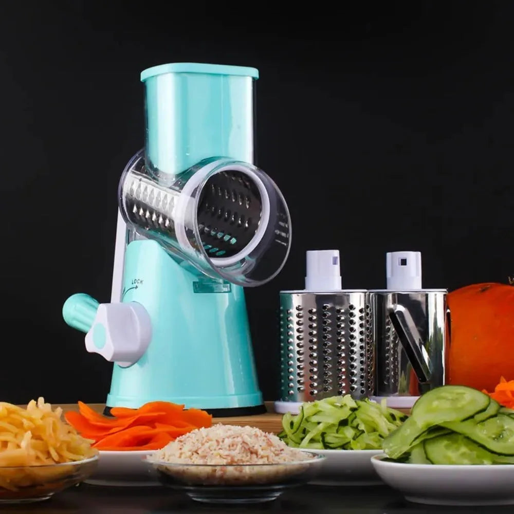 Cortadora rotativa de alimentos 3 en 1, rallador de queso, trituradora de frutas y verduras