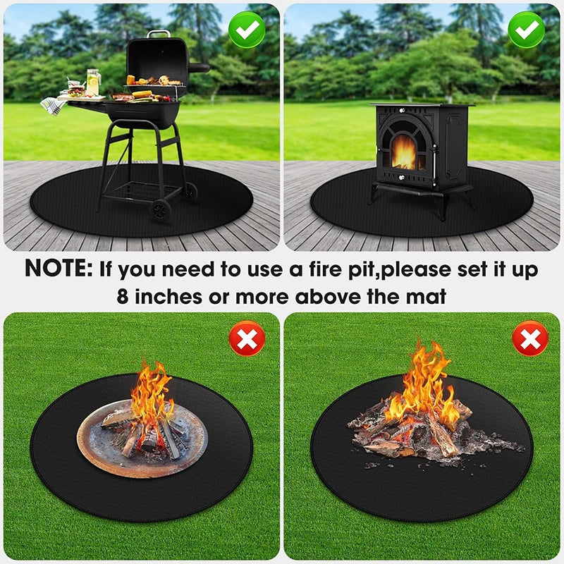 LMETJMA Alfombrilla para fogones debajo de la parrilla, alfombrilla redonda para parrilla, alfombrilla ignífuga debajo de la parrilla, almohadilla impermeable a prueba de aceite para barbacoa para cubierta JT334