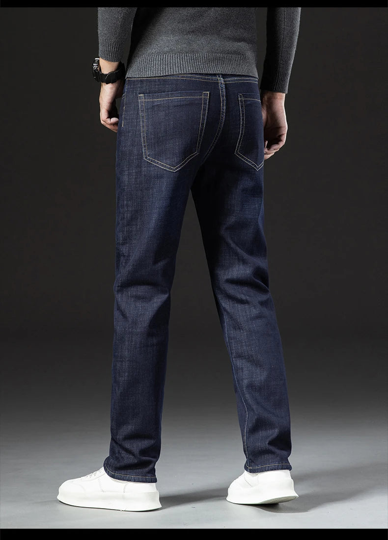 Pantalones Vaqueros de Invierno para Hombre, Forro de Cordero, Talla Grande