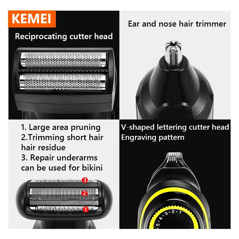 Kemei Cortadora Eléctrica Multifuncional para Hombre