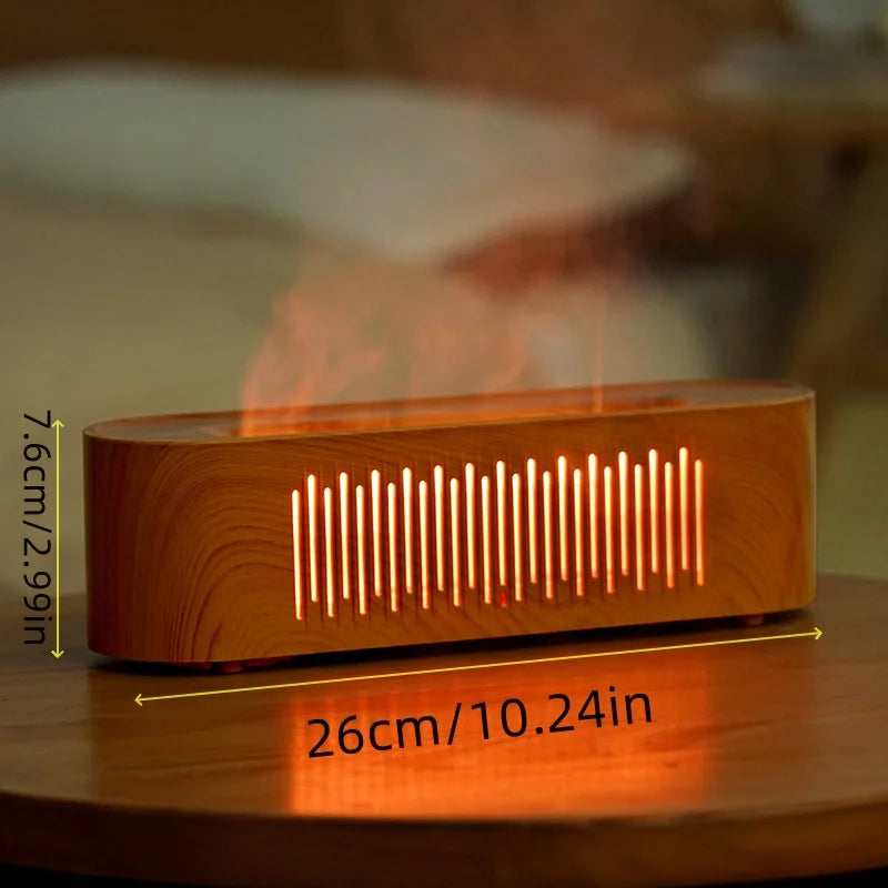 Humidificador de aromaterapia con llama, atmósfera colorida, luz nocturna, humidificación silenciosa, diseño de ventilación de fondo suave