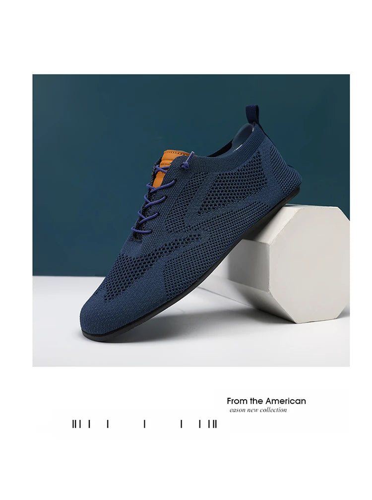 Zapatos informales ligeros sin cuero para hombre, mocasines de malla a la moda para parejas, zapatillas transpirables con cordones para hombre, zapatos planos suaves para Yoga