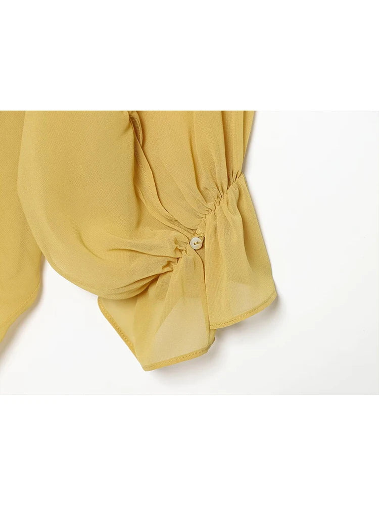 Blusa Elegante con Encaje y Manga Larga para Mujer