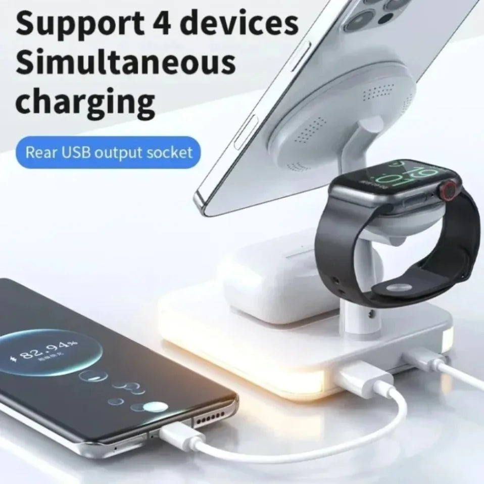 Base de Carga Inalámbrica Magnética 3 en 1 para iPhone 17 16 15 14 13 Pro Max Mini, Estación de Carga para Airpods Pro/Apple Watch