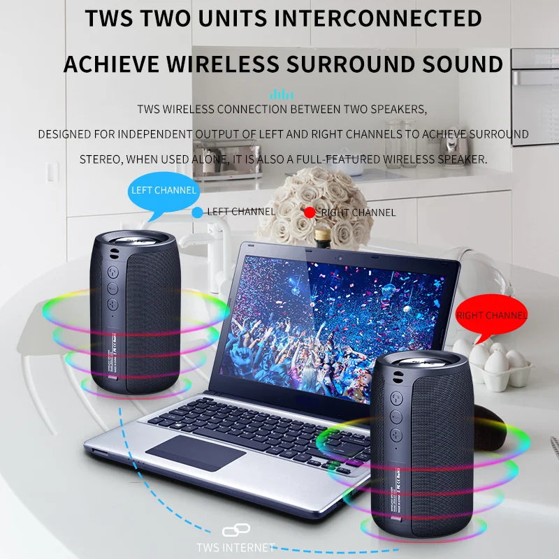 Altavoz inalámbrico Zealot-S32 para exteriores, Subwoofer portátil, resistente al agua IPX 6, emparejamiento Dual, batería de 1800mAh