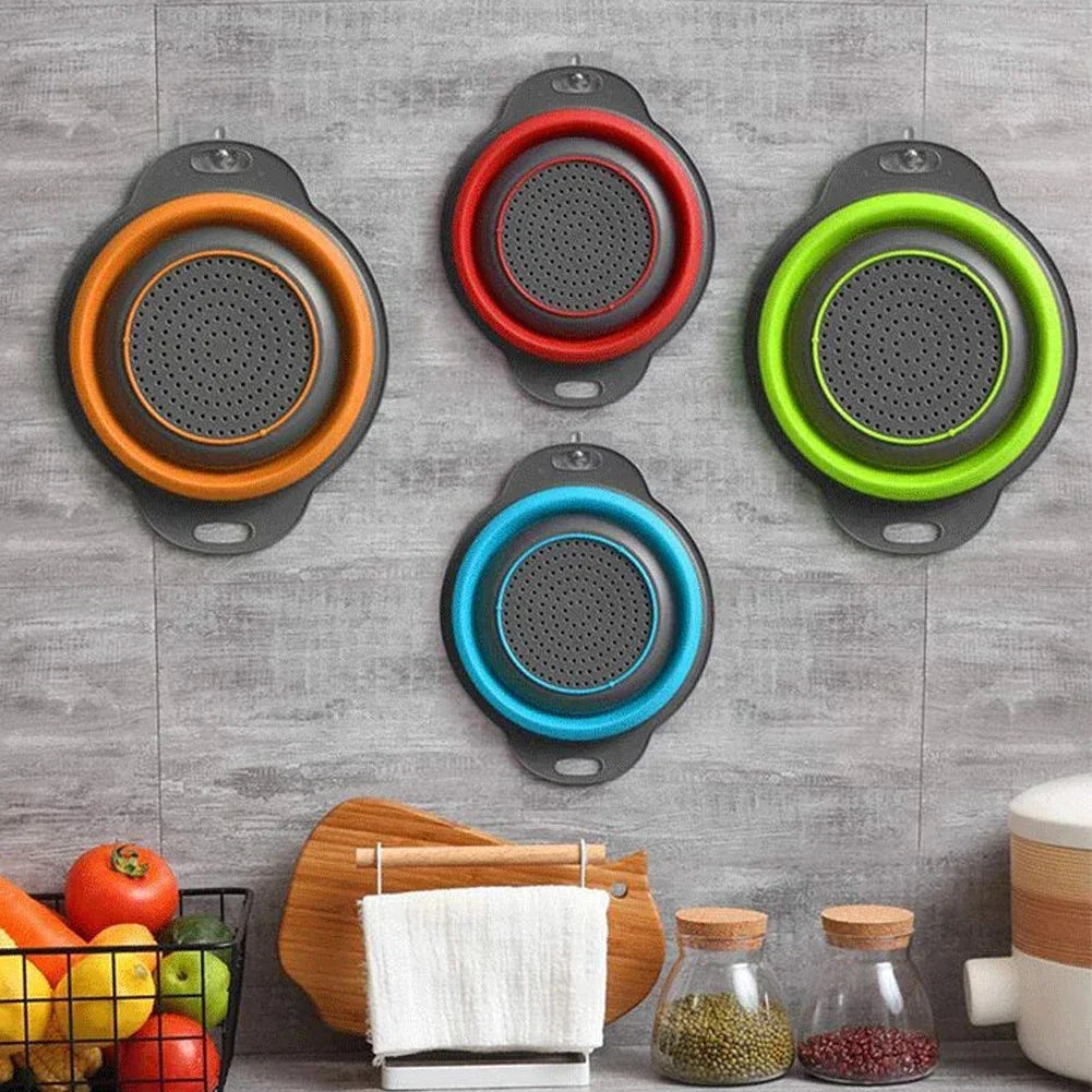 Escurridor plegable de silicona, cesta para lavar frutas y verduras, colador plegable, escurridor plegable, herramienta de almacenamiento de cocina
