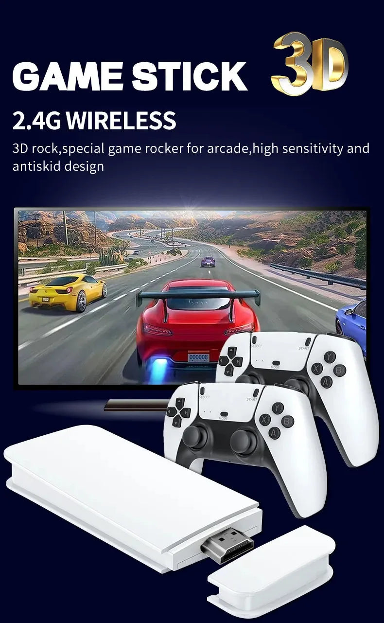 M15 4K Game Home Consola Mini Videojuegos 64 G Retro Consola 128 G Reproductor HD Videojuego Stick 2.4G Consola Dual Wireless PS1 gift