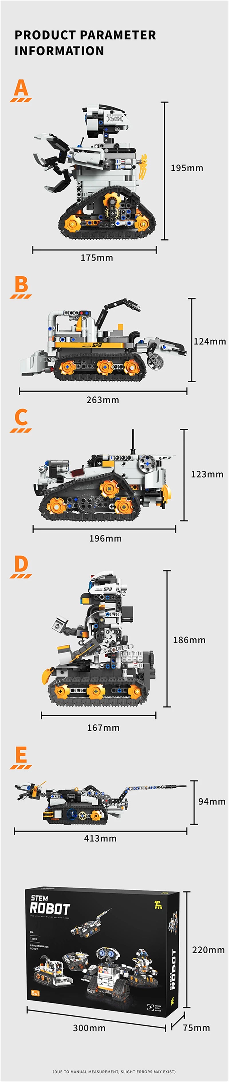 Bloques de construcción programables con brazo mecánico multieje, robot 5 en 1, juguetes de Control remoto, vástago interactivo, regalo de aprendizaje para niños
