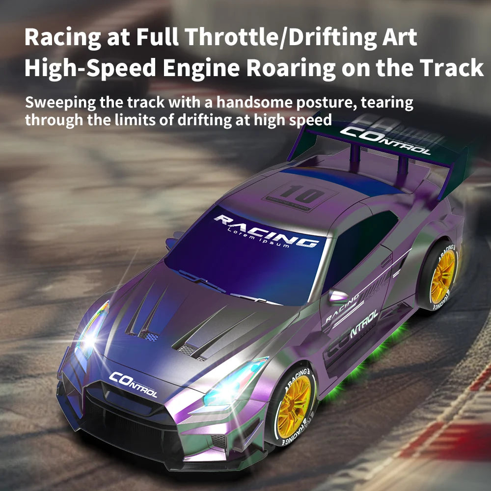 Mini Coche RC de Drift, 2.4G 4WD, Alta Velocidad con Luces LED