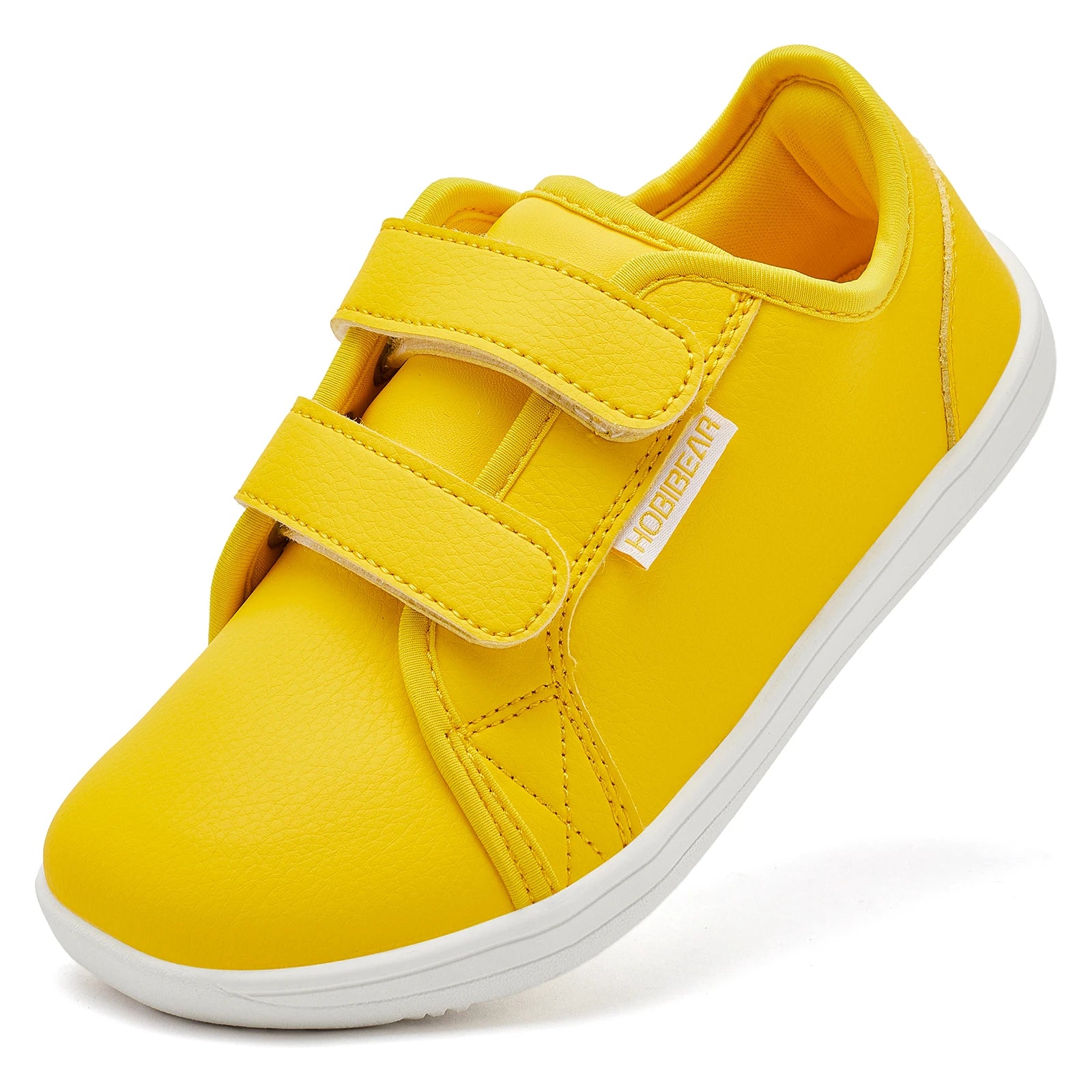 HOBIBEAR Zapatillas Descalzas para Niños Velcro Punta Ancha Cuero