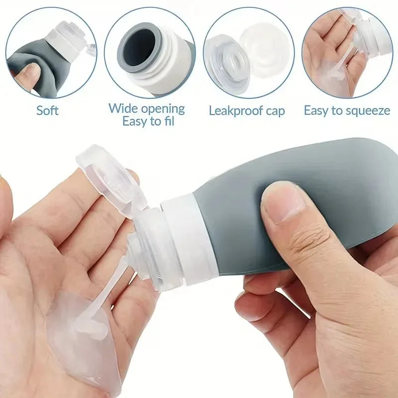 Juego de 17 Botellas de Viaje de Silicona, Envases de Aseo a Prueba de Fugas para Champú, Acondicionador, Cosméticos, Kit de Accesorios Recargables