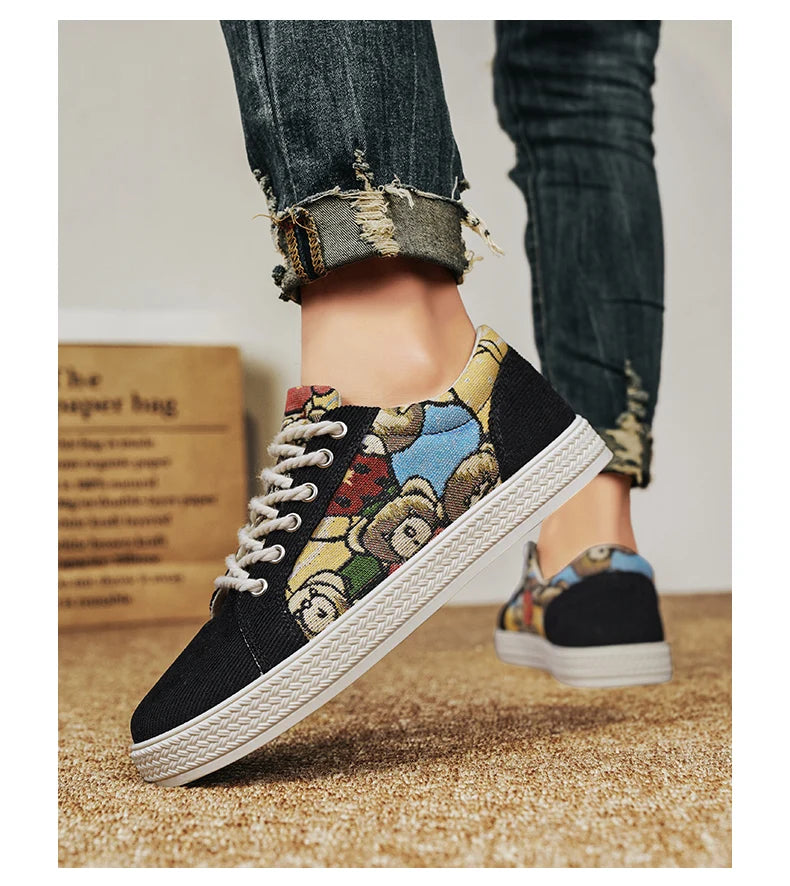 Zapatos informales de tela para hombre, zapatos para caminar al aire libre, ligeros y transpirables, para primavera y verano, zapatos planos cómodos y a la moda para jóvenes