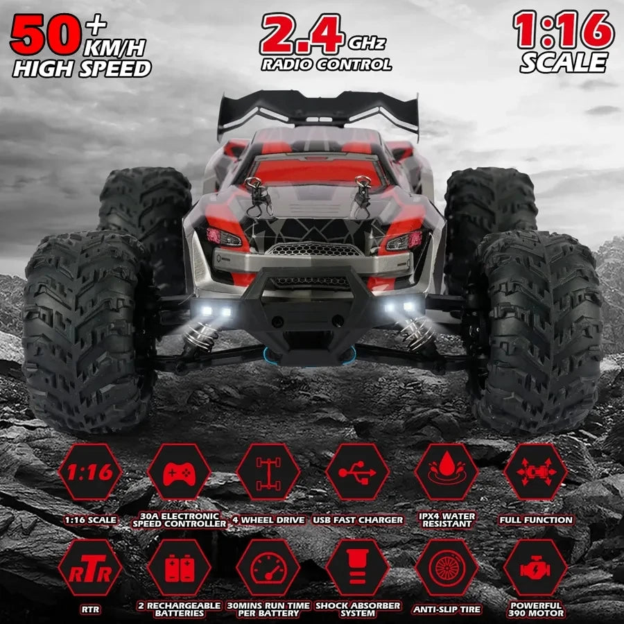Coche Todoterreno RC 4WD sin Escobillas, Alta Velocidad 50-80 KM/H