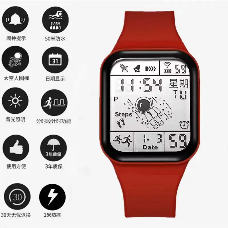 Reloj Digital de moda para hombres, mujeres y niños, relojes deportivos a prueba de suéter, reloj multifunción, reloj de pulsera electrónico para estudiantes