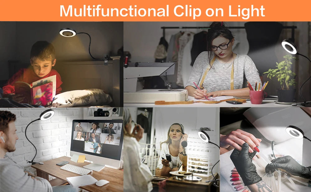 Lámpara de Escritorio con Clip LED USB para Lectura