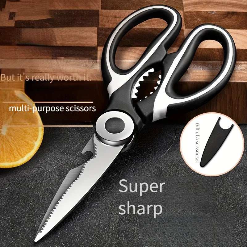 Tijeras de cocina multifuncionales, tijeras para cortar carne y pescado para el hogar, tijeras de acero inoxidable