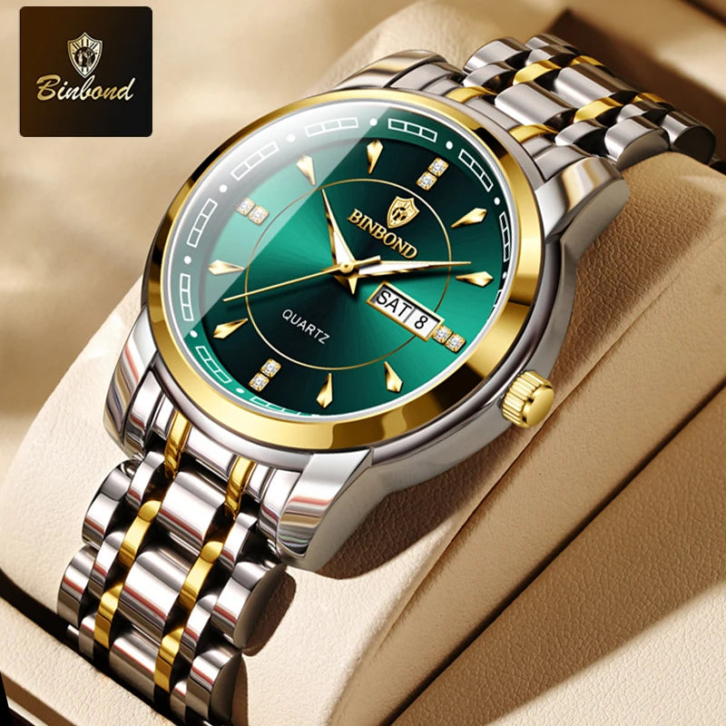 Reloj de Cuarzo BINBOND para Hombre de Negocios, Luminoso, Resistente al Agua