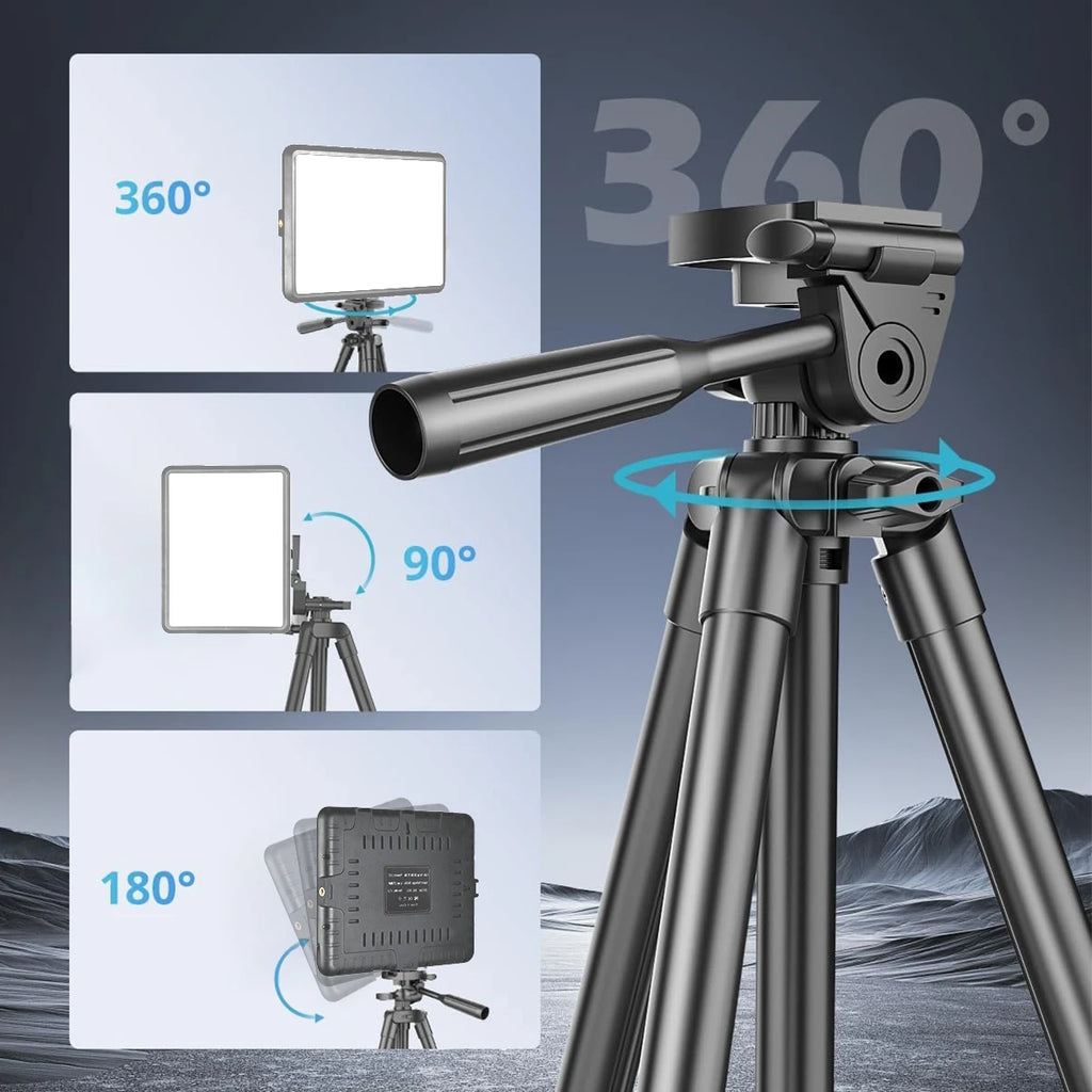 XRDKJ Paquete de 2 luces LED para videojuegos, luz de estudio, kit de iluminación de fotografía regulable 2800-6500K con trípode extensible de 57 pulgadas