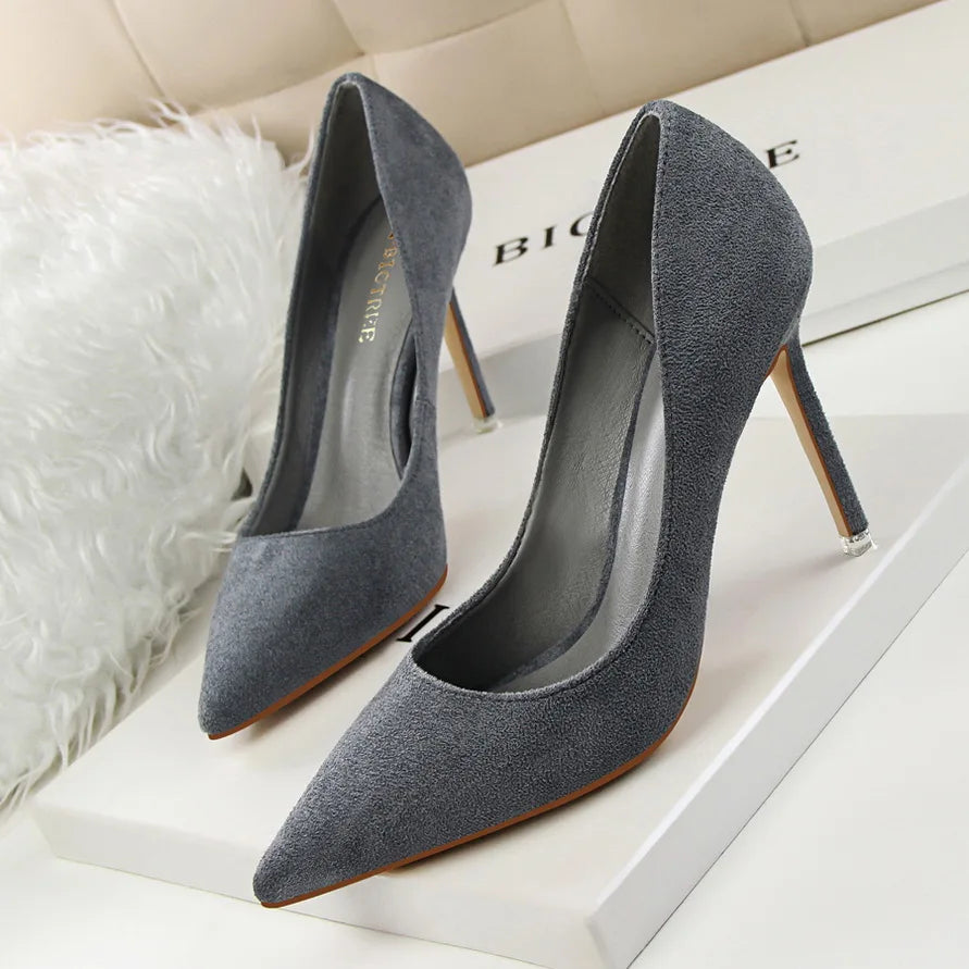 Zapatos de Tacón Alto 9cm para Mujer - Gamuza, Tallas Grandes