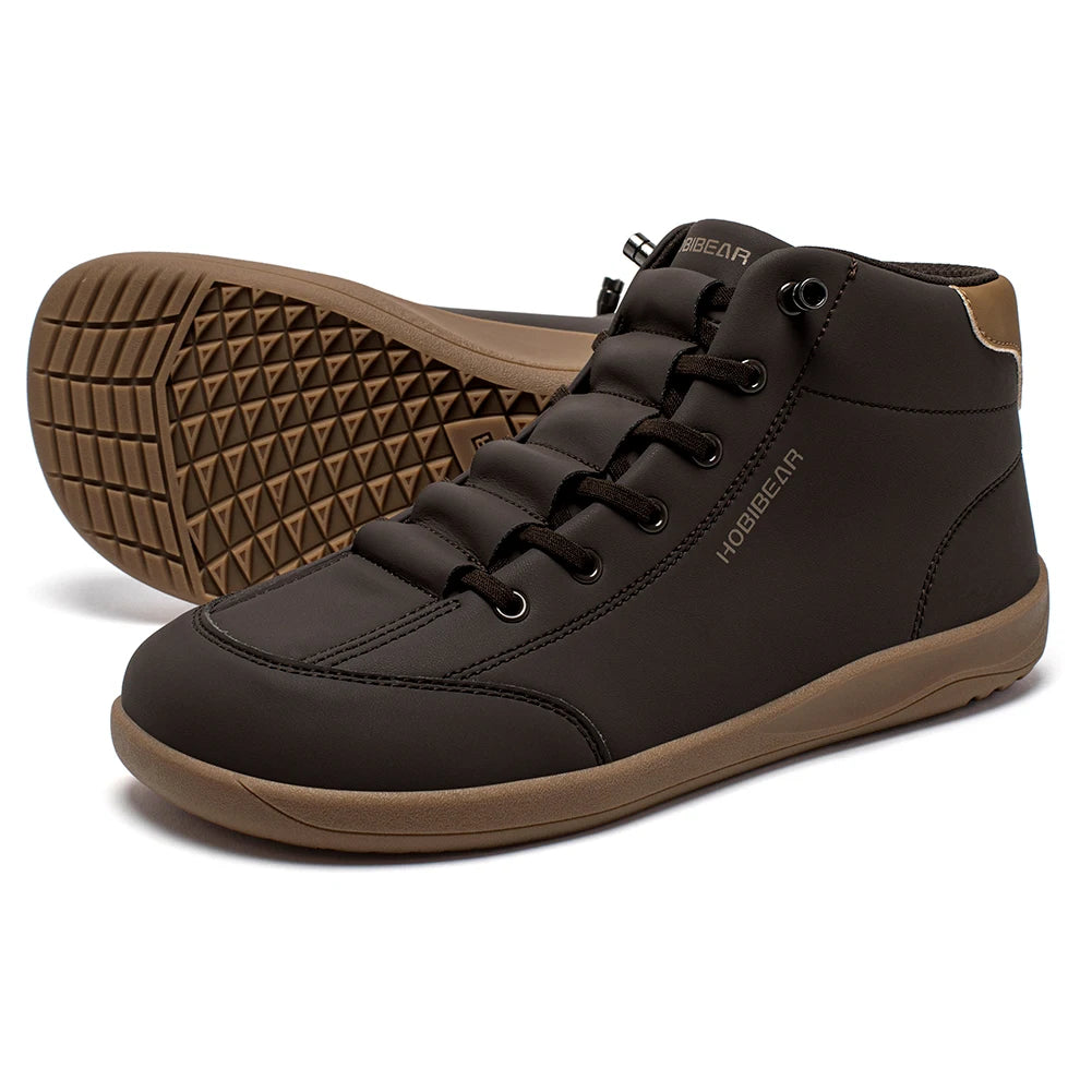 HOBIBEAR Zapatos descalzos de caña media, botines minimalistas con punta ancha Unisex, zapatillas antideslizantes de cuero Artificial para exteriores