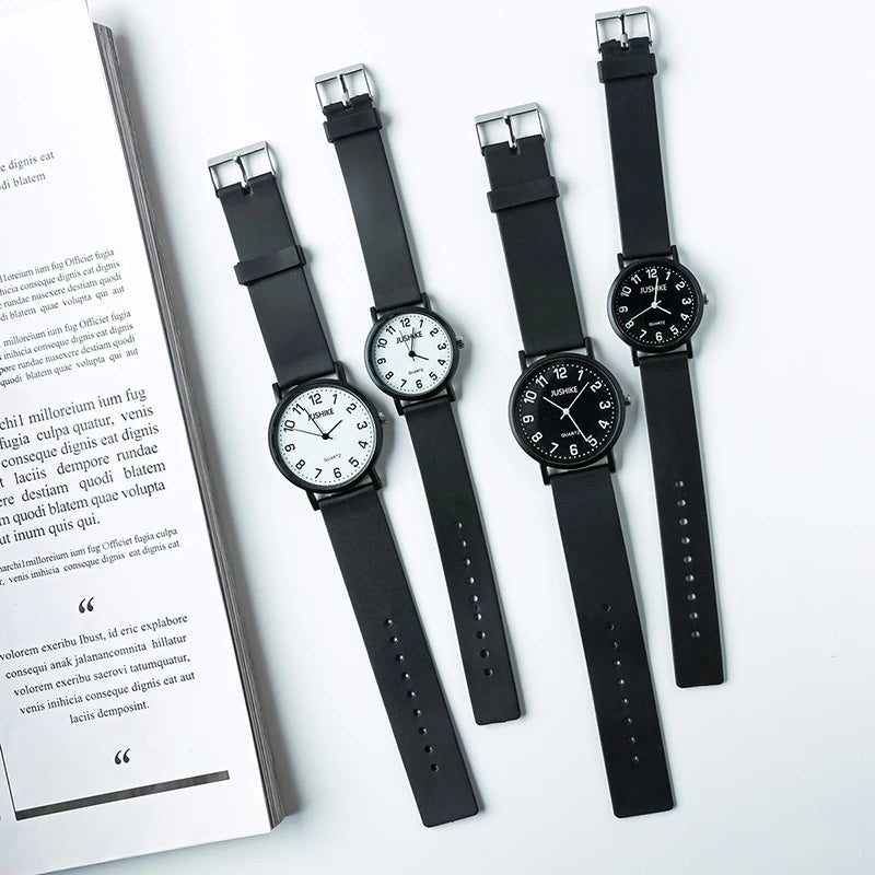 Reloj negro Simple, relojes de cuarzo para mujer, correa de silicona, reloj de pulsera de ocio para mujer, reloj de examen ligero de lujo para estudiantes, regalos