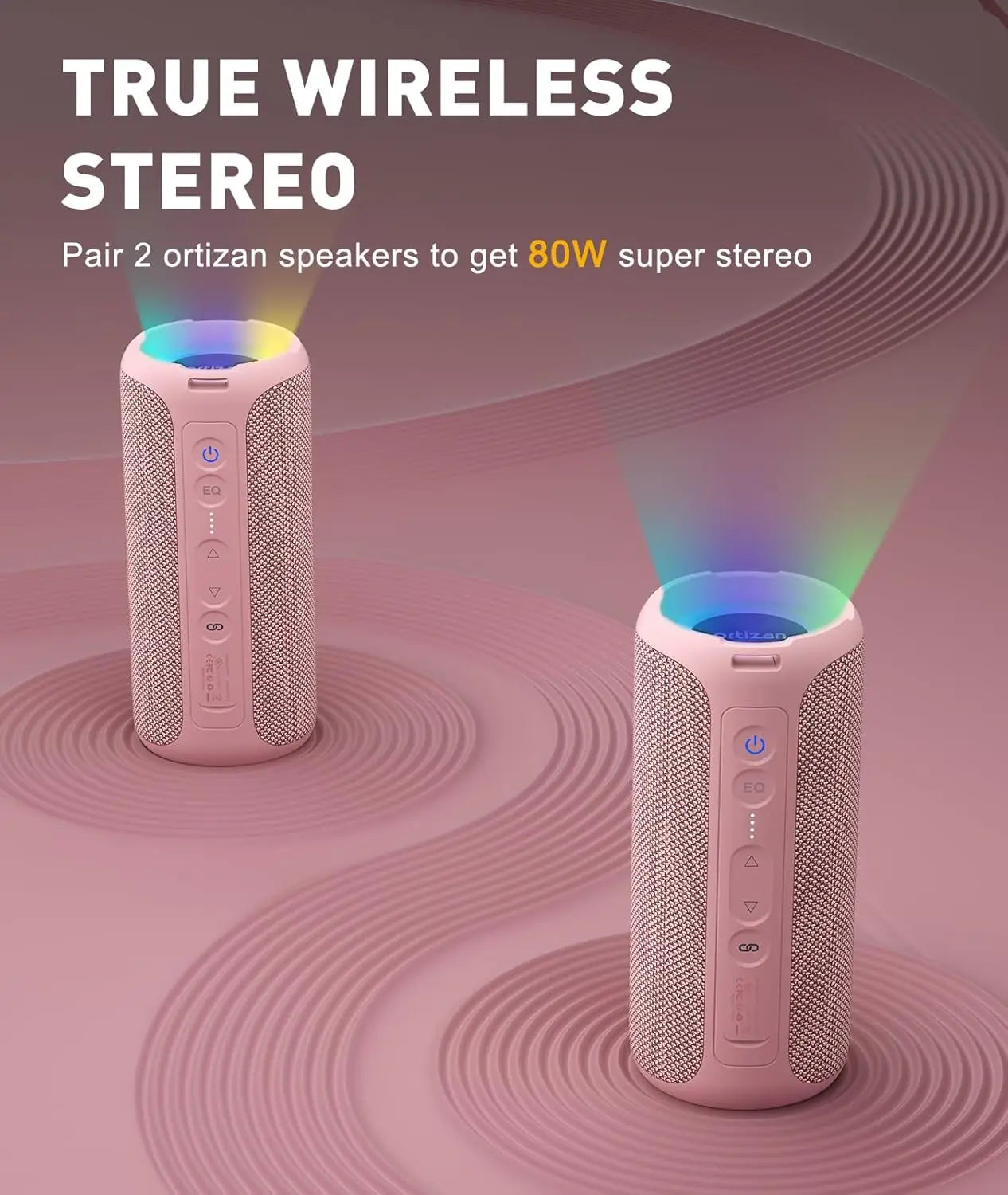 Ortizan X8 Pro, Altavoz Bluetooth portátil impermeable, Luces RGB, Calidad de sonido premium