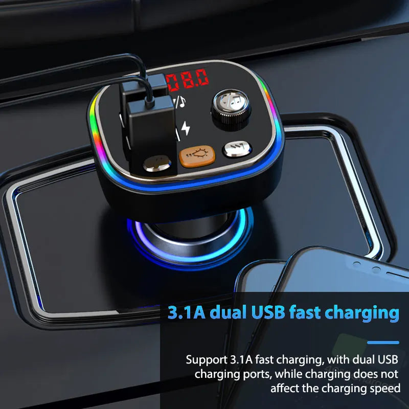 Modulador FM USB 3.1A para Auto con Bluetooth 5.0 y Manos Libres