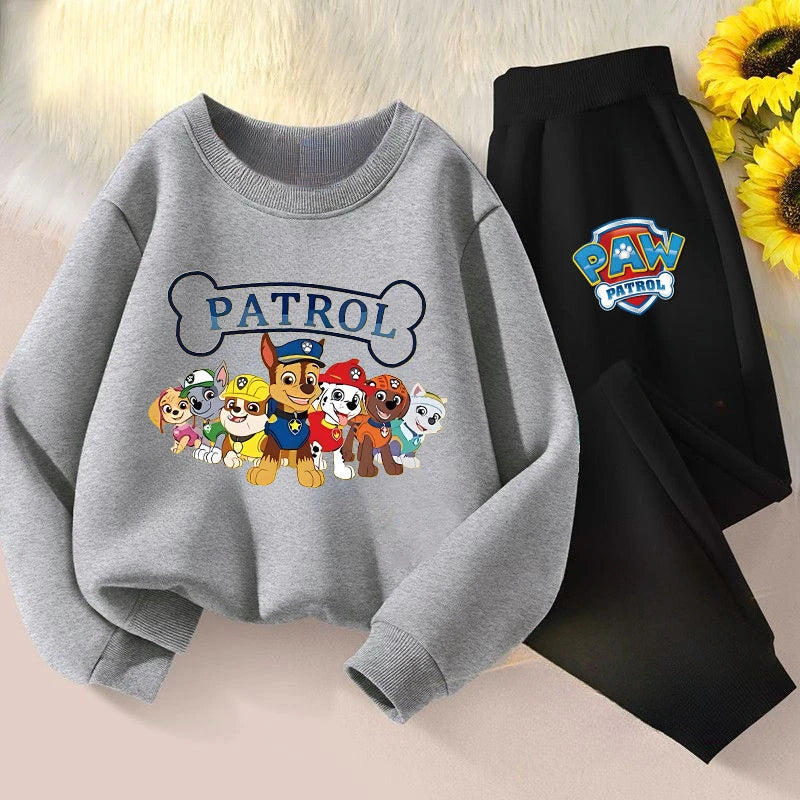 PAW Patrol Conjuntos de sudaderas con capucha informales para niños, jersey para niños y niñas, pantalón largo, traje de dos piezas, sudadera transpirable para niños