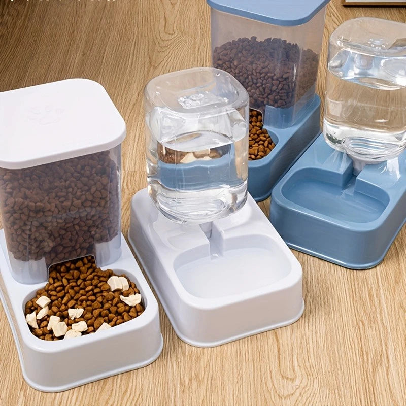 Comedero automático para perros y gatos con bebedero, juego de cuencos y bebederos para comida para mascotas, Control inteligente de porciones para perros y gatos, sin batería