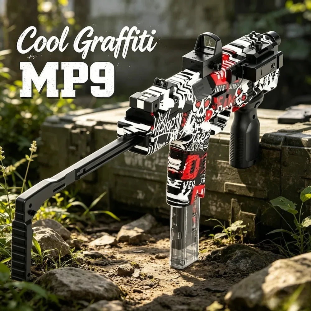Pistola de Juguete Eléctrica MP9, Lanzador de Dardos de Espuma, Subfusil Automático para Adultos, Niños y Juegos al Aire Libre