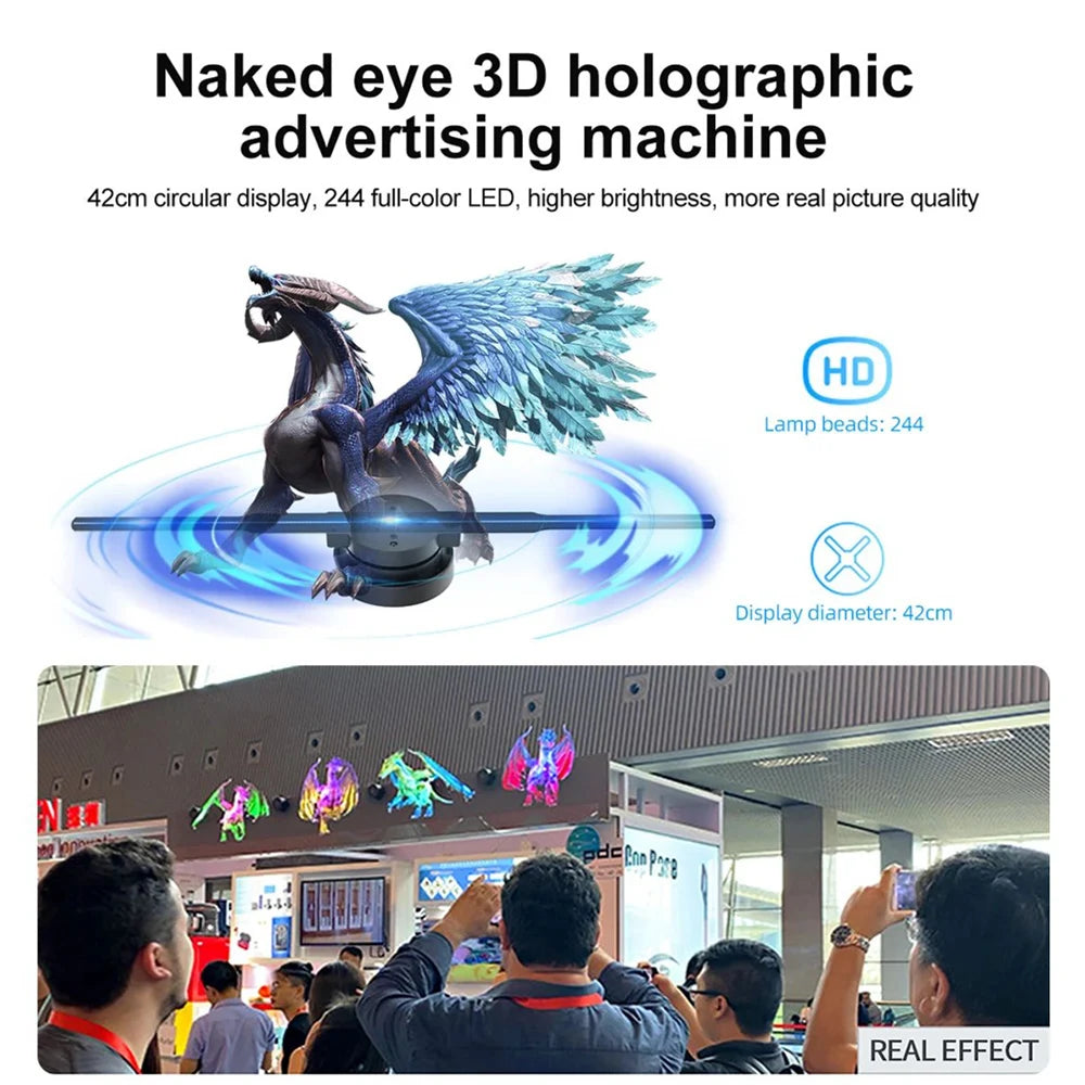Ventilador Holográfico 3D WiFi 42CM Pantalla Publicitaria