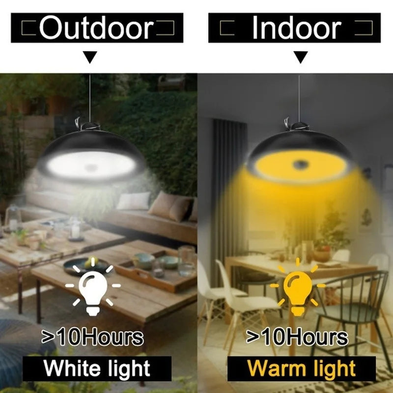 Lámpara solar para exteriores, lámpara LED impermeable, decoraciones de luz colgante de doble cabeza con control remoto para cobertizo interior, granero Roo