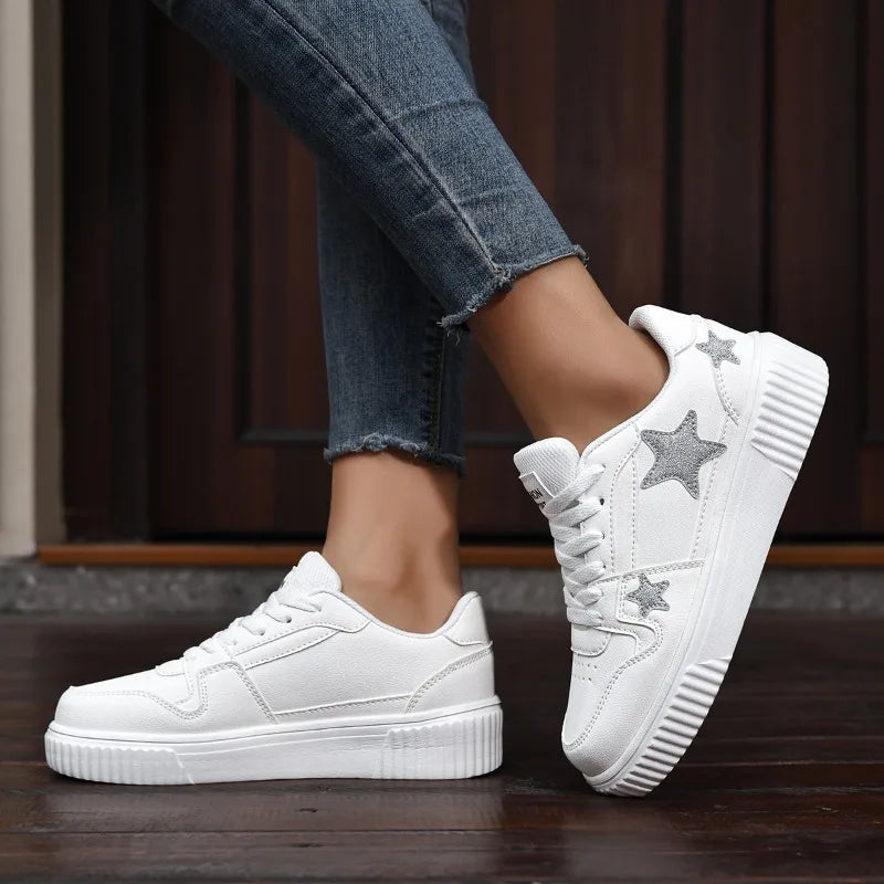 YRZL Zapatillas de deporte informales blancas para hombres y mujeres, zapatos cómodos de cuero PU para caminar, zapatos de Skate ligeros e impermeables, calzado deportivo