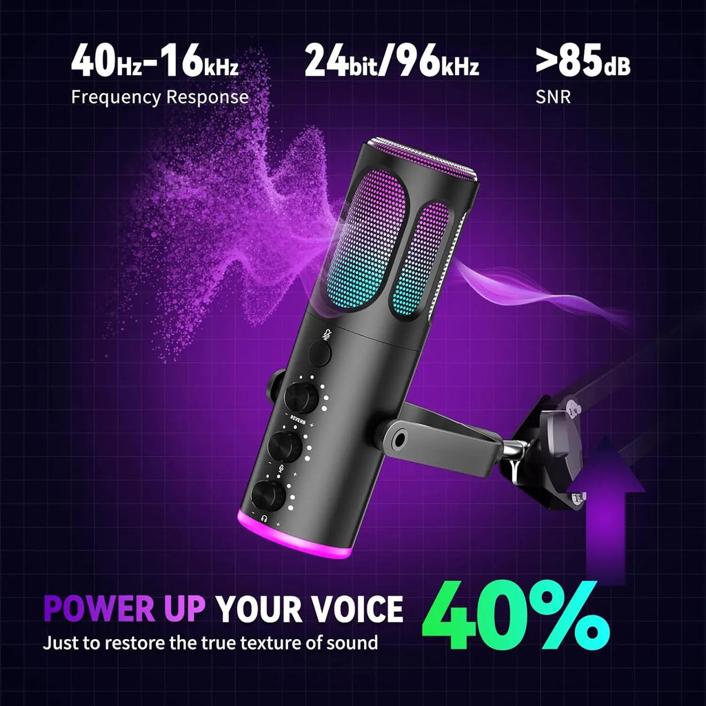 Micrófono USB Gaming PUPGSIS RGB con Brazo