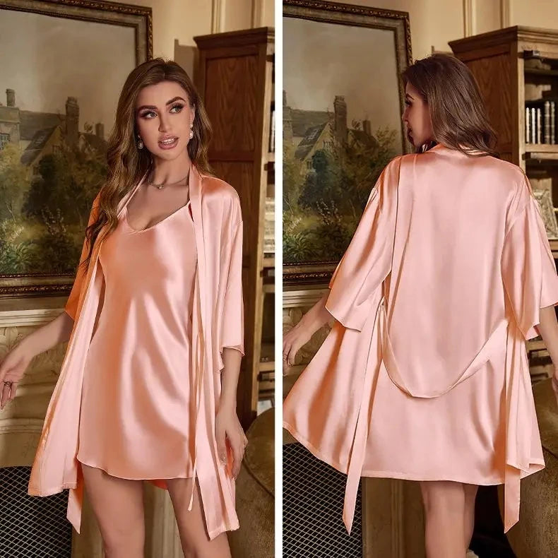 Conjunto Pijama Kimono para Mujer - Bata y Camisón de Rayón Verano