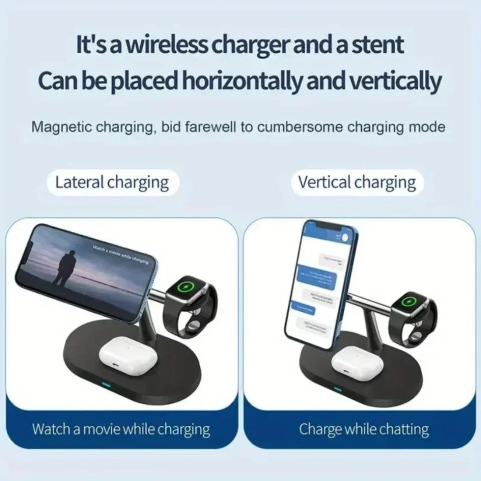 Estación de Carga Inalámbrica Magnética 3 en 1 para iPhone 17 16 15 14 Pro Max, Apple Watch 9 8, Airpods Pro, Base de Carga Macsafe