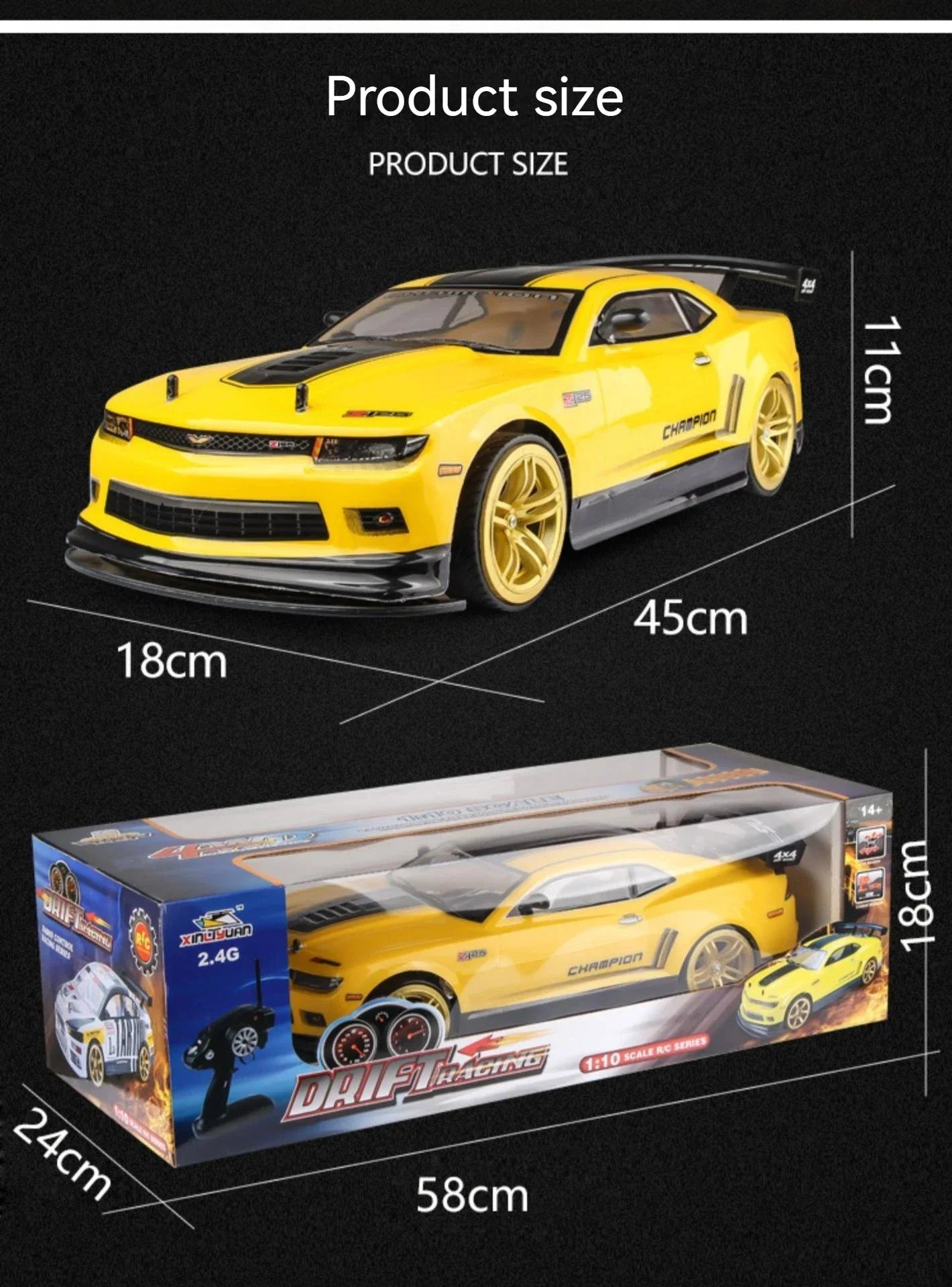 1:10 4wd 70 km/h Rc Drift Car ruedas a la deriva anticolisión todoterreno coches de carreras Rc todoterreno 4 × 4 juguetes Rc Drift Car de gran velocidad