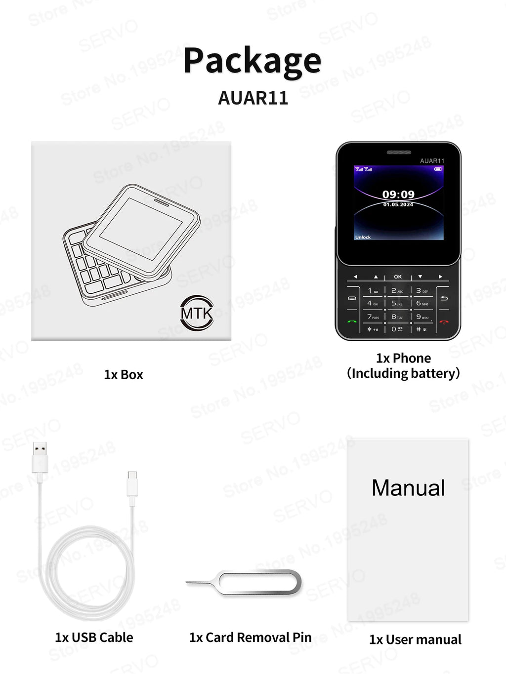 Teléfono SERVO AUAR11 Dual SIM 2G GSM Pantalla Giratoria 2.4"