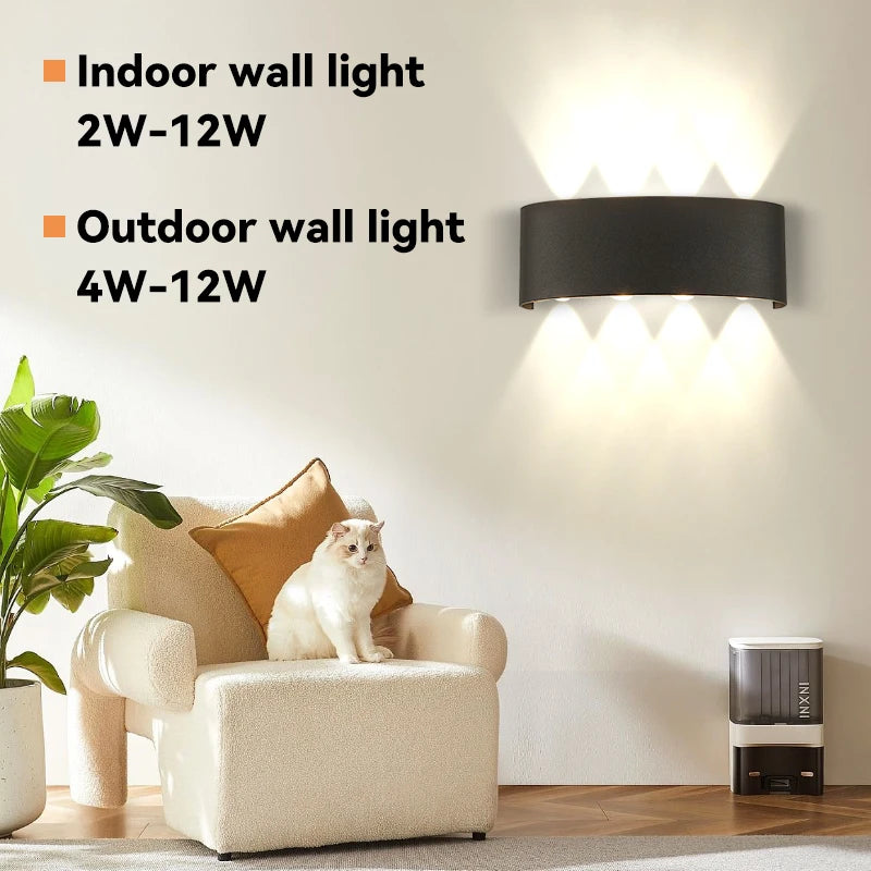 Led Wall Lamp Lámpara led de pared para exteriores, aplique pared, candelabros impermeables, luz led pared, AC85-265V para decoración interior del hogar, lampara pared dormitorio, sala de estar