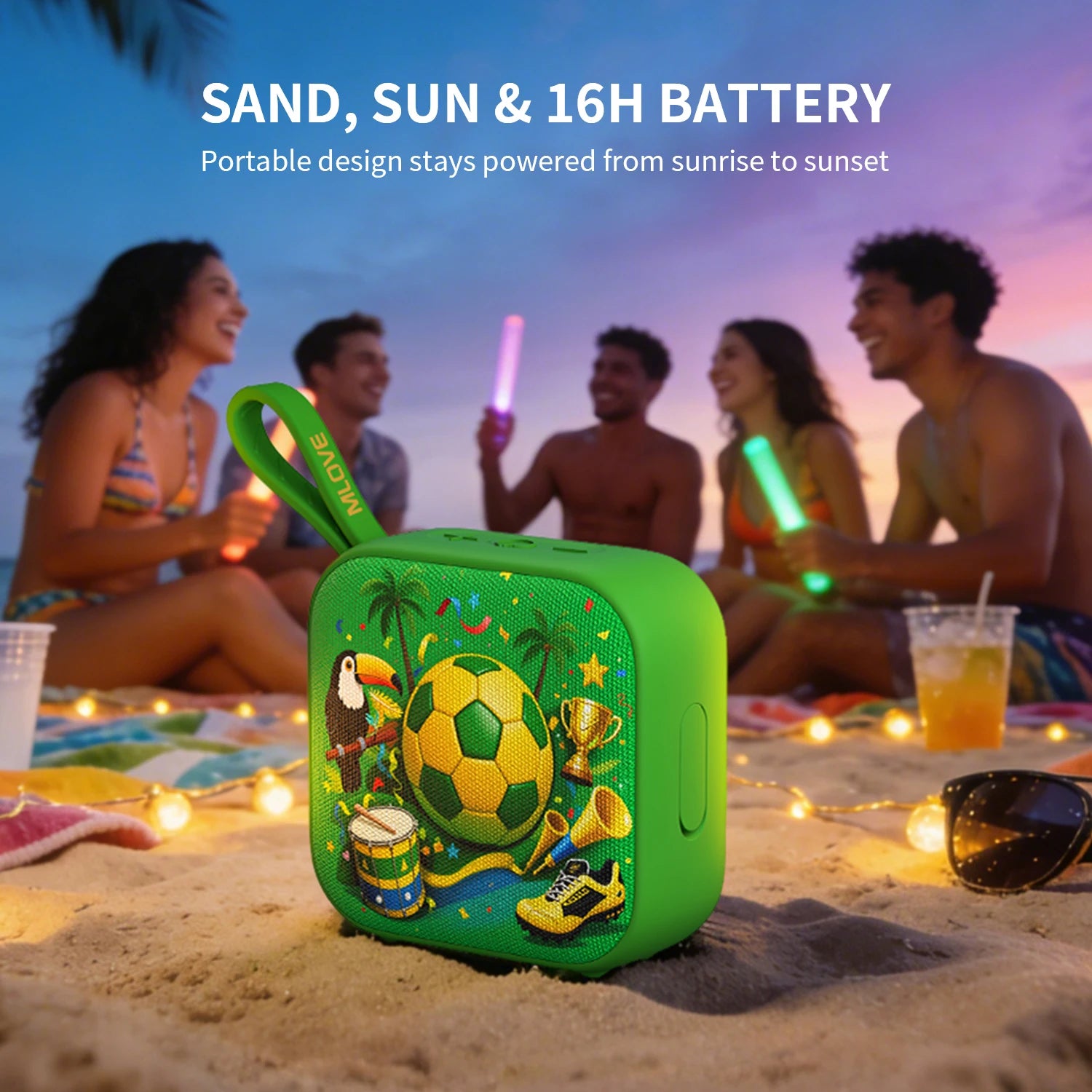 Altavoz portátil Bluetooth 6,0 Mlove R10 con diseño de fútbol para la Copa Mundial FIFA, IP67, resistente al agua y al polvo, altavoz inalámbrico para exteriores