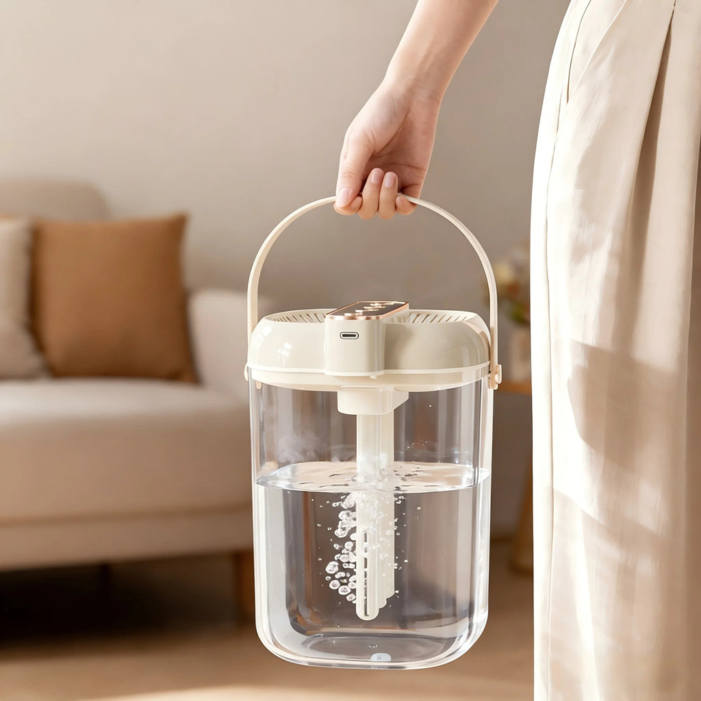 Humidificador Inteligente de 3 Pulverizaciones - Tanque de Agua de Gran Capacidad de 2L, Luz Nocturna Cálida, Protección Contra la Falta de Agua, Ajuste de Niebla de 4 Velocidades