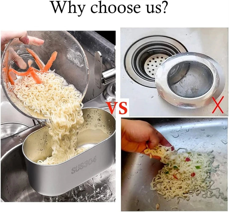 LMETJMA-colador de drenaje para fregadero de acero inoxidable, cesta de cocina, recogedor de alimentos, colador de frutas y verduras para filtro de residuos de cocina JT243
