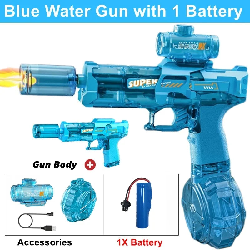 Pistola de Agua Eléctrica con Luz y Chorro de Llama para Verano