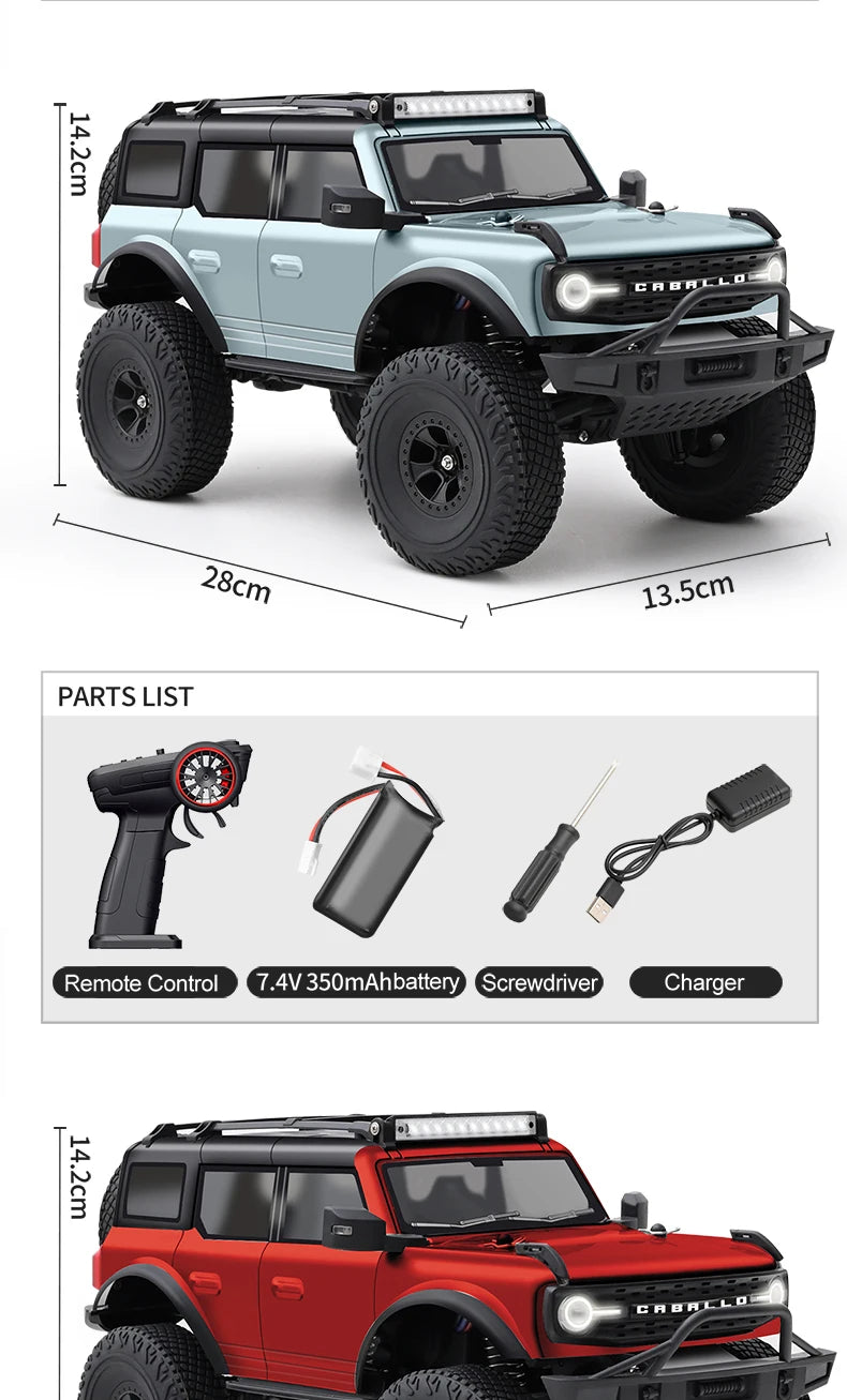 WLtoys 184023 1:18 Vehículo Todoterreno 4WD, Auto RC 2.4G RTR, Crawler Eléctrico a Control Remoto con Luces LED, Juguetes para Niños