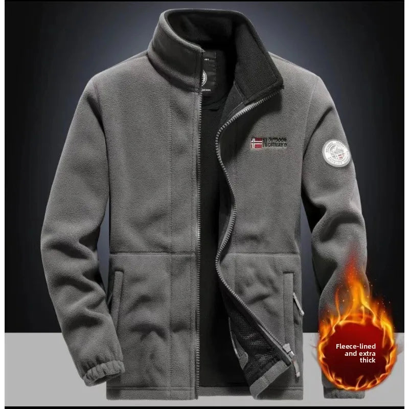 Chaqueta de Polar para Hombre con Cremallera — Abrigo de Otoño e Invierno