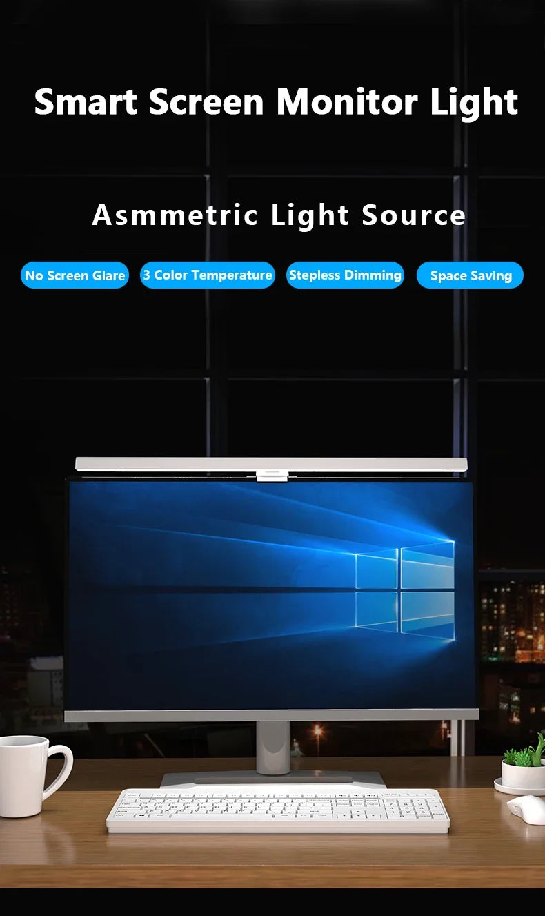 Barra de luz para Monitor de ordenador de 50cm, luces colgantes para pantalla, atenuación continua, lámpara de escritorio USB para estudio, luz de lectura, lámpara para Monitor de mesa